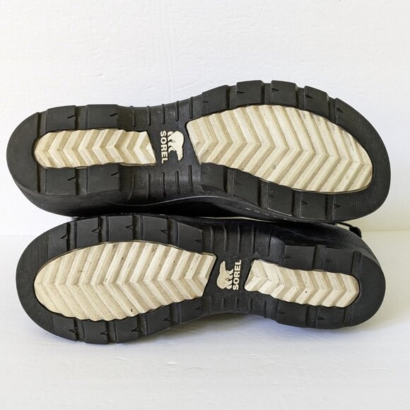 Sorel Tivoli III Waterproof Suede Textile Faux Fur Cuff Black Boot Size 10 - Picture 10 of 16